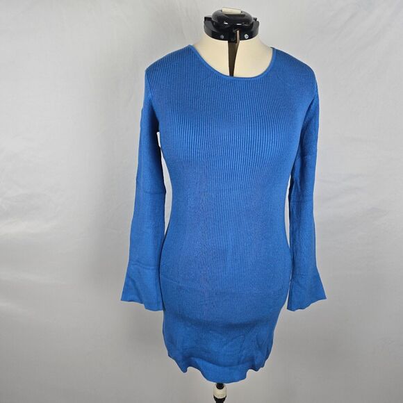 Koinshha Sweater Dress Women's XL Blue Slim Fit Long Sleeve Pullover Round Neck - Picture 1 of 16